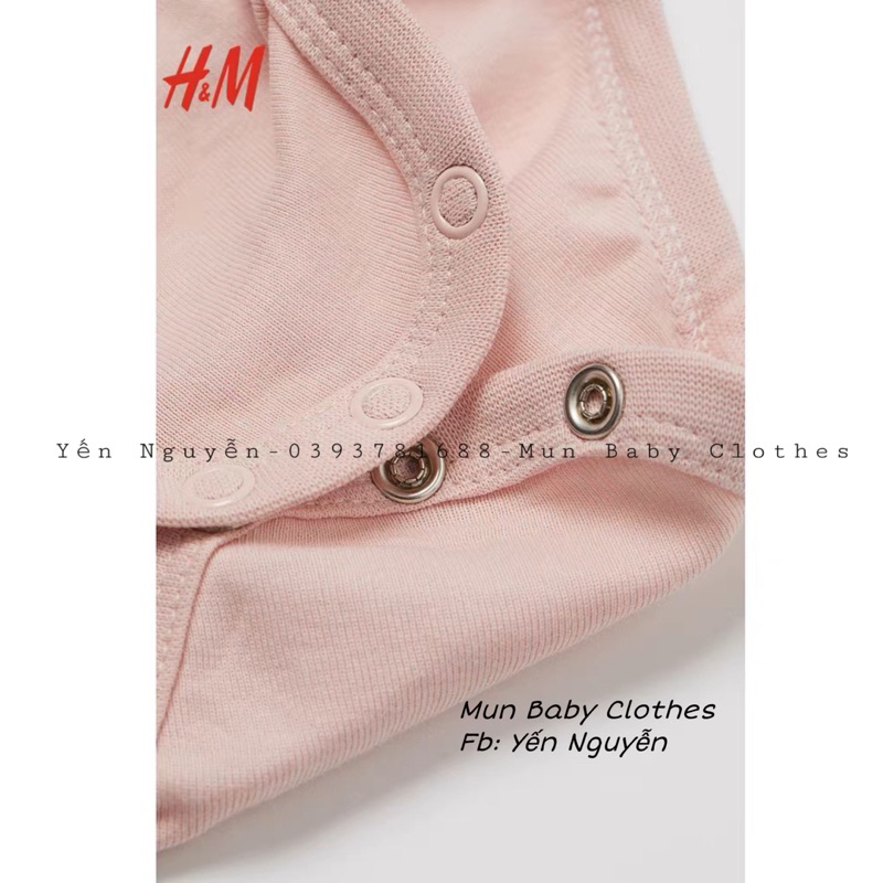 Body chip body suit cài chéo Hm xuất dư chất cotton hữu cơ mềm mịn cho bé sơ sinh từ 0 đến 9 tháng tuổi