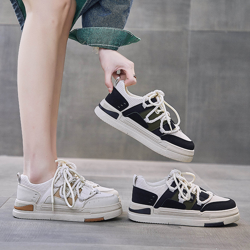Giày thời trang nữ mẫu giày thể thao sneaker nữ chất liệu da pu đế cao 3cm với 2 màu đen trắng