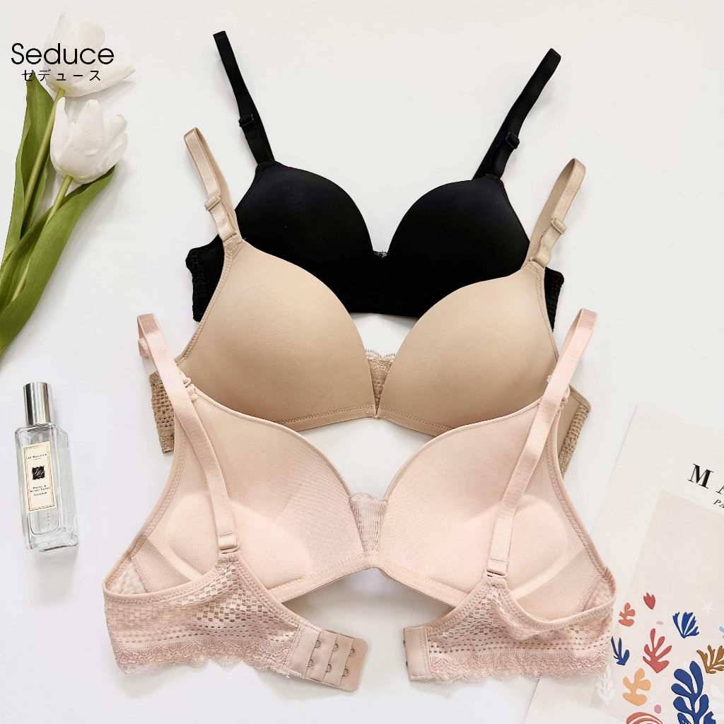 Áo Lót Nữ Trơn Phối Ren Mút Mỏng Không Gọng Full Cup Seduce A04234