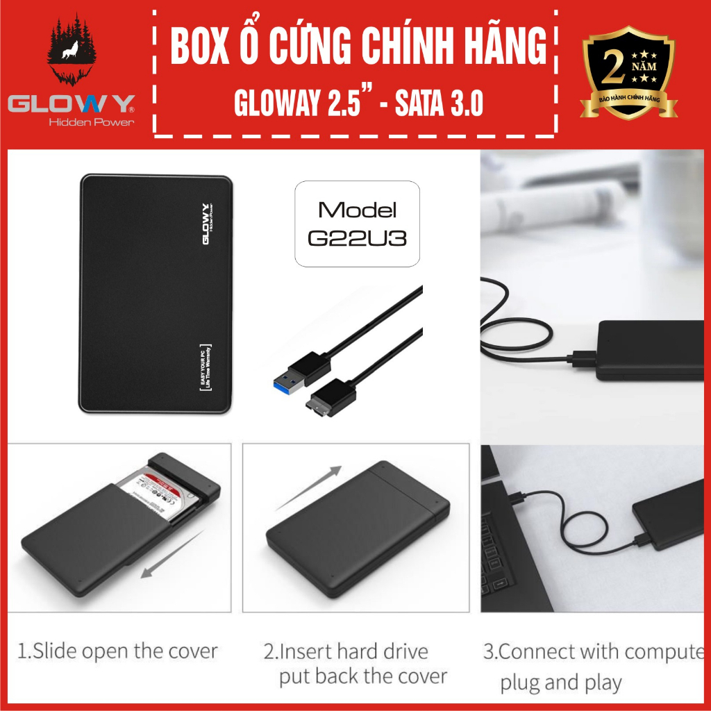 [ HOT DEAL ] Box ổ cứng chính hãng Orico/ Gloway, chuẩn SATA 3.0 - Dùng cho SSD/HDD 2.5" - BH 2 năm !!!