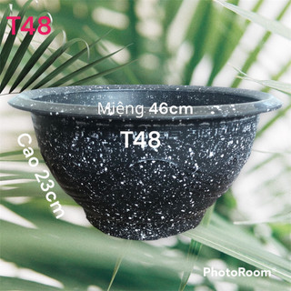 ( 5 Cái ) Chậu Nhựa Bít LổT48 Trồng Sen Vân Đá Đen 46x23