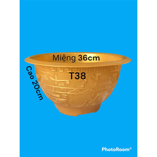 Chậu nhựa trồng cây t38 màu vàng đồng 36x20