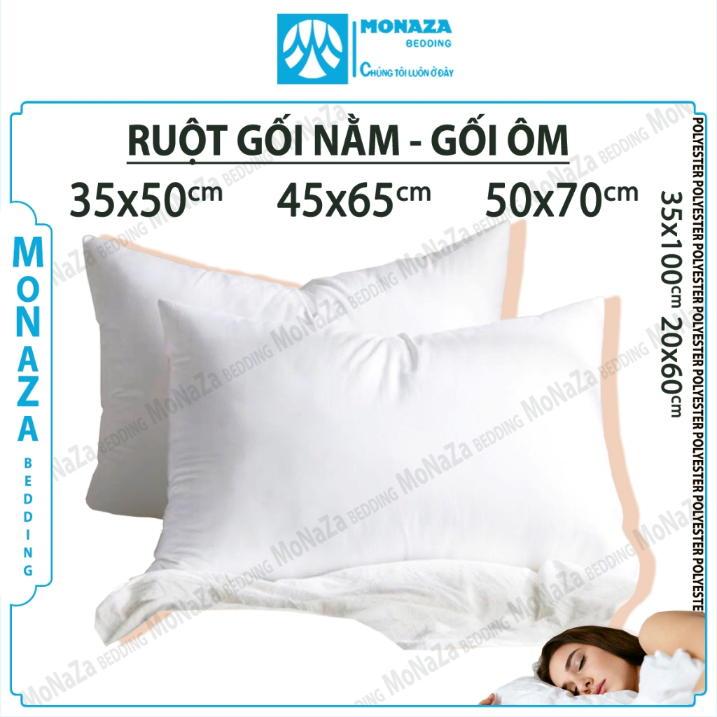 Ruột Gối Nằm Bông Gòn Cao Cấp, Ruột Gối Ôm 35x100, Ruột Gối 35x50 45x65 50x70 (1 chiếc)
