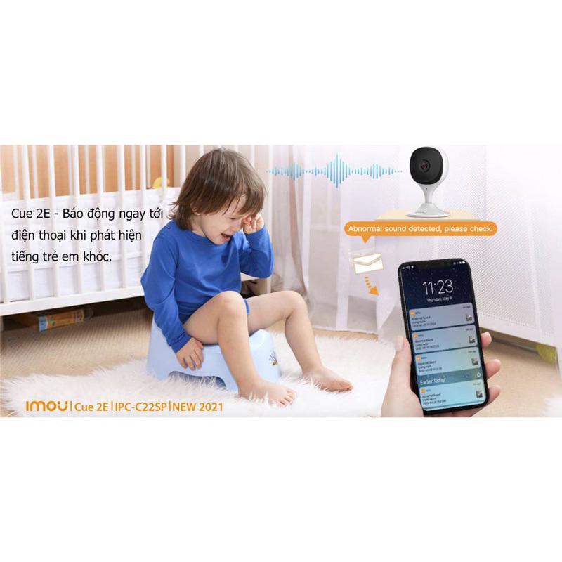 Camera Wifi IMOU trong nhà C22SP Cue 2E chính hãng, đàm thoại 2 Chiều 2M FULLHD 1080P, góc rộng