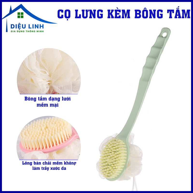 Cây Cọ lưng chà lưng kèm cây bông tắm tạo bọt dieulinhshop