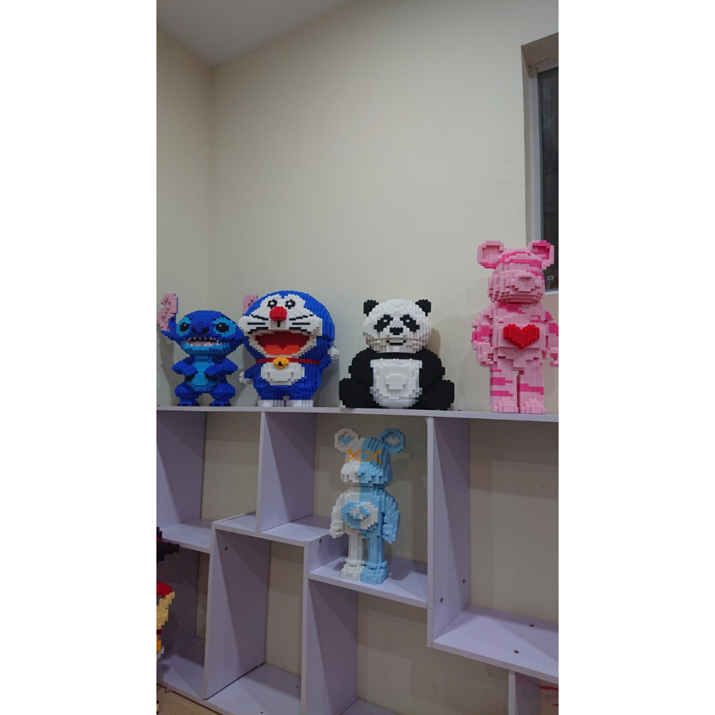 Mô hình lắp ráp, LEGO nhân vật hoạt hình, Lego Doraemon, Lego Pikachu, Lego gấu Panda, đồ chơi xếp hình cho bé