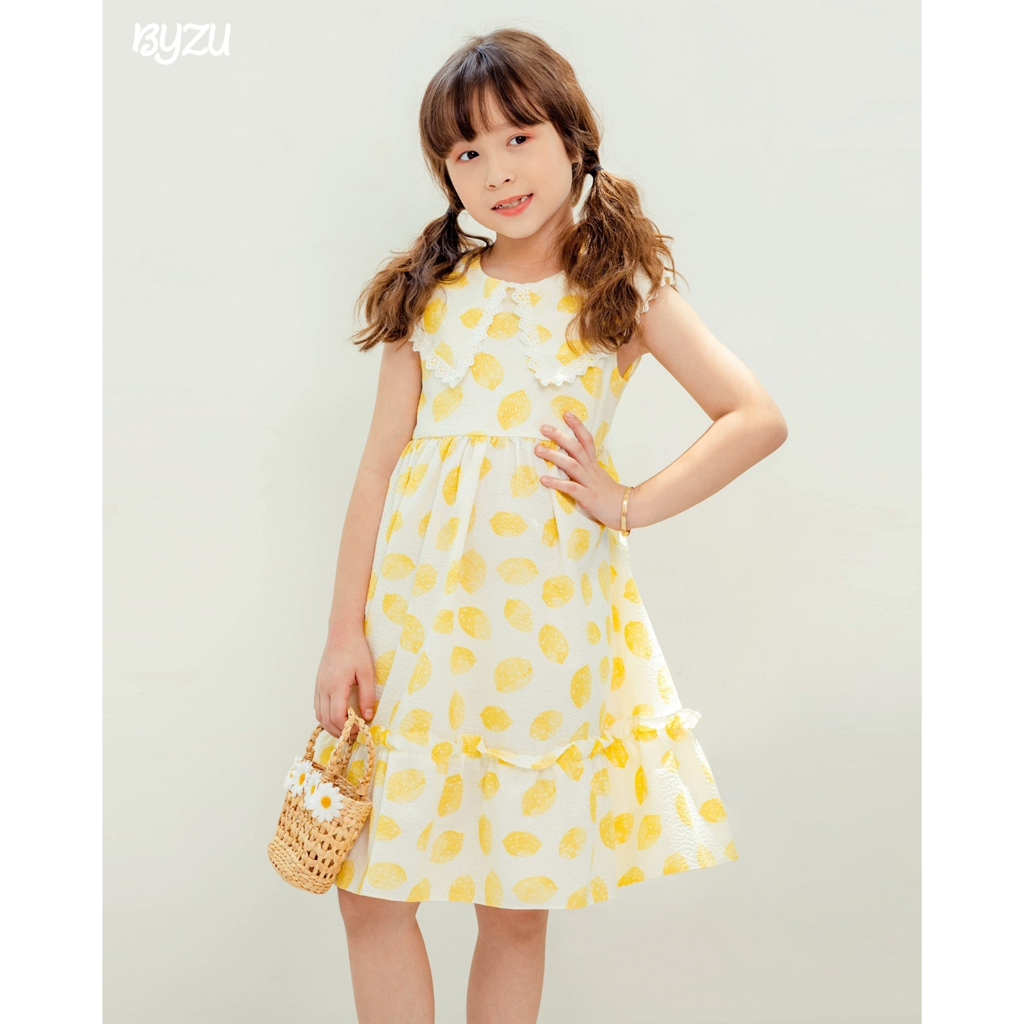 Váy Bé Gái BYZU Chất Cotton Họa Tiết Quả Chanh Thiết Kế Mùa Hè Mát Mẻ VH2104