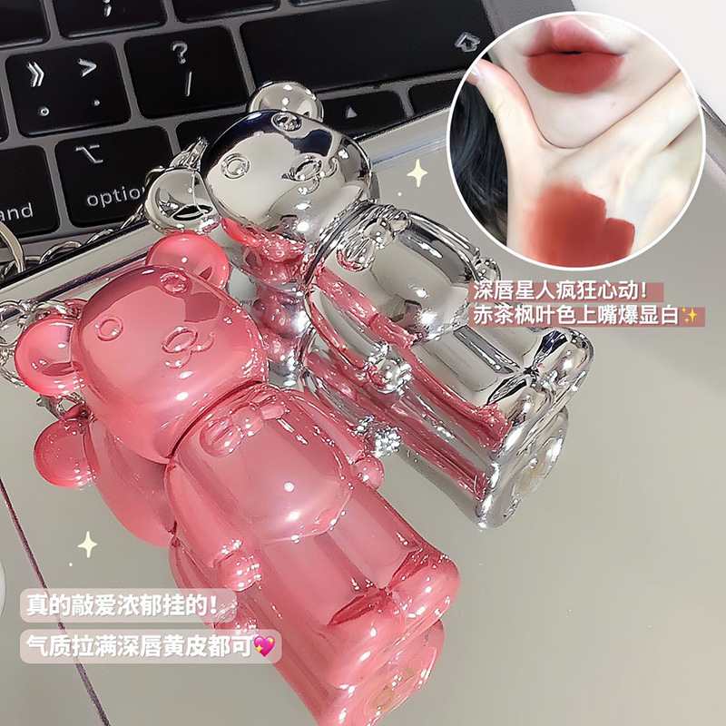 Son móc khóa gấu Bearbrick ZVEV nhung lì mềm mịn môi màu chuẩn