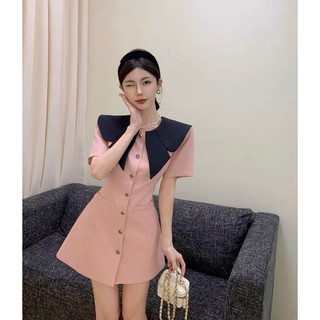 đầm chữ A phối bâu màu hồng trẻ trung ( thời trang bigsize vick.g -anitagreen) n623