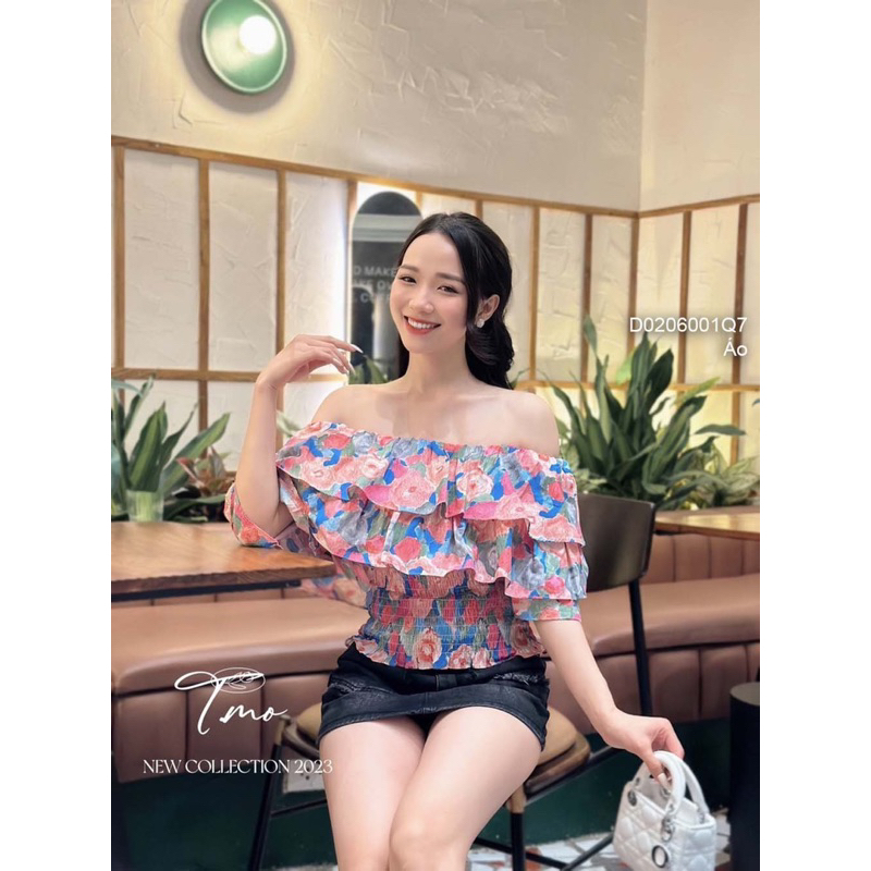 Áo kiểu hoa trễ vai phối bèo tầng sang trọng VIENS STORE