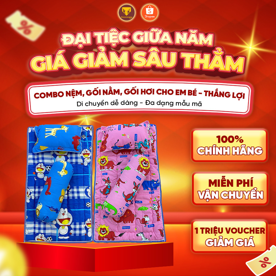 Combo Nệm, Gối Nằm, Gối Hơi cho em bé - Thắng Lợi