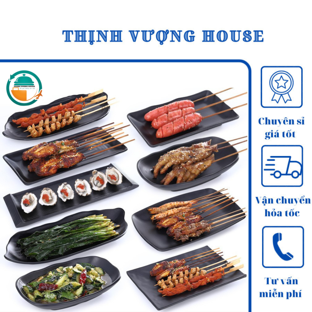 Đĩa nhựa , đĩa vuông , đĩa chữ nhật vân sóng , đĩa sâu lòng đen nhám nhựa phíp melamine cao cấp giá rẻ