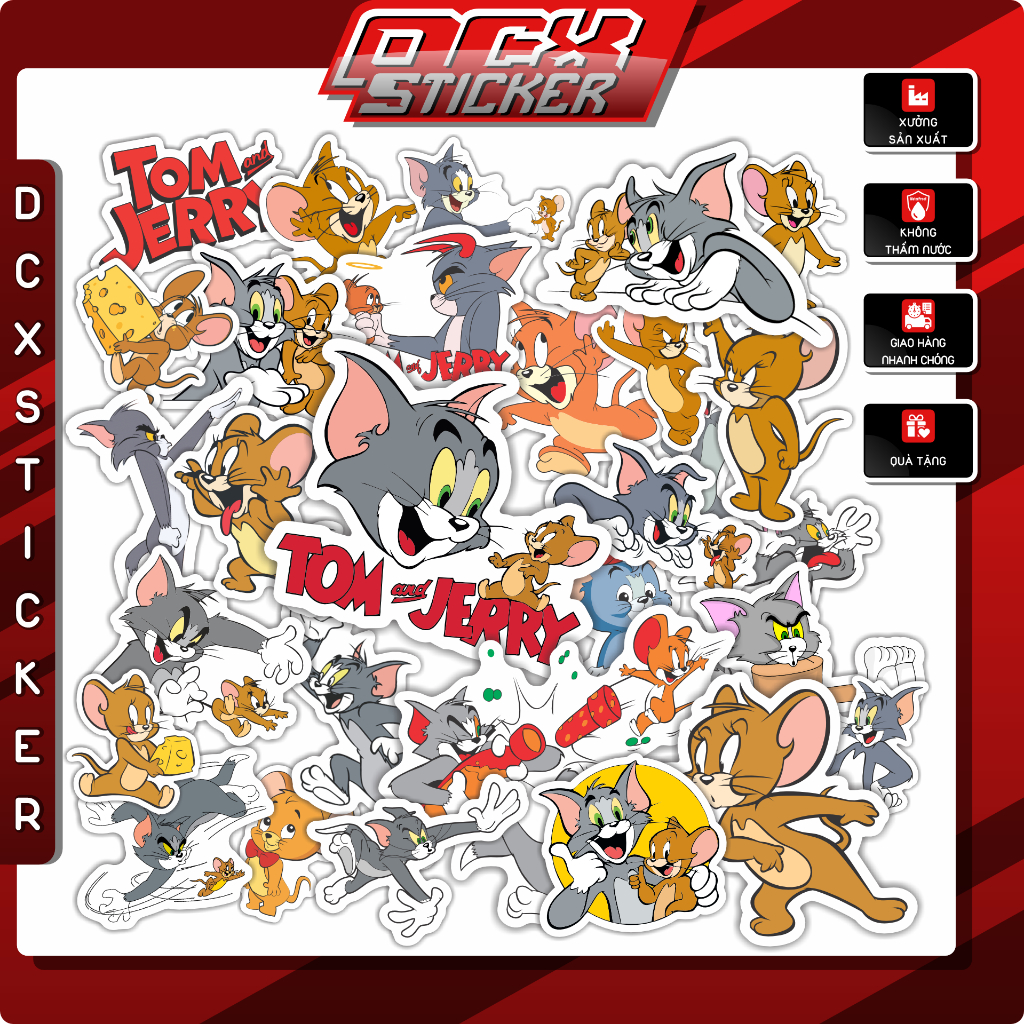 Sticker Tom And Jerry | Hình Dán Tom And Jerry , Không Thấm Nước , Dán Trang Trí , Đa Vị Trí | STK-032