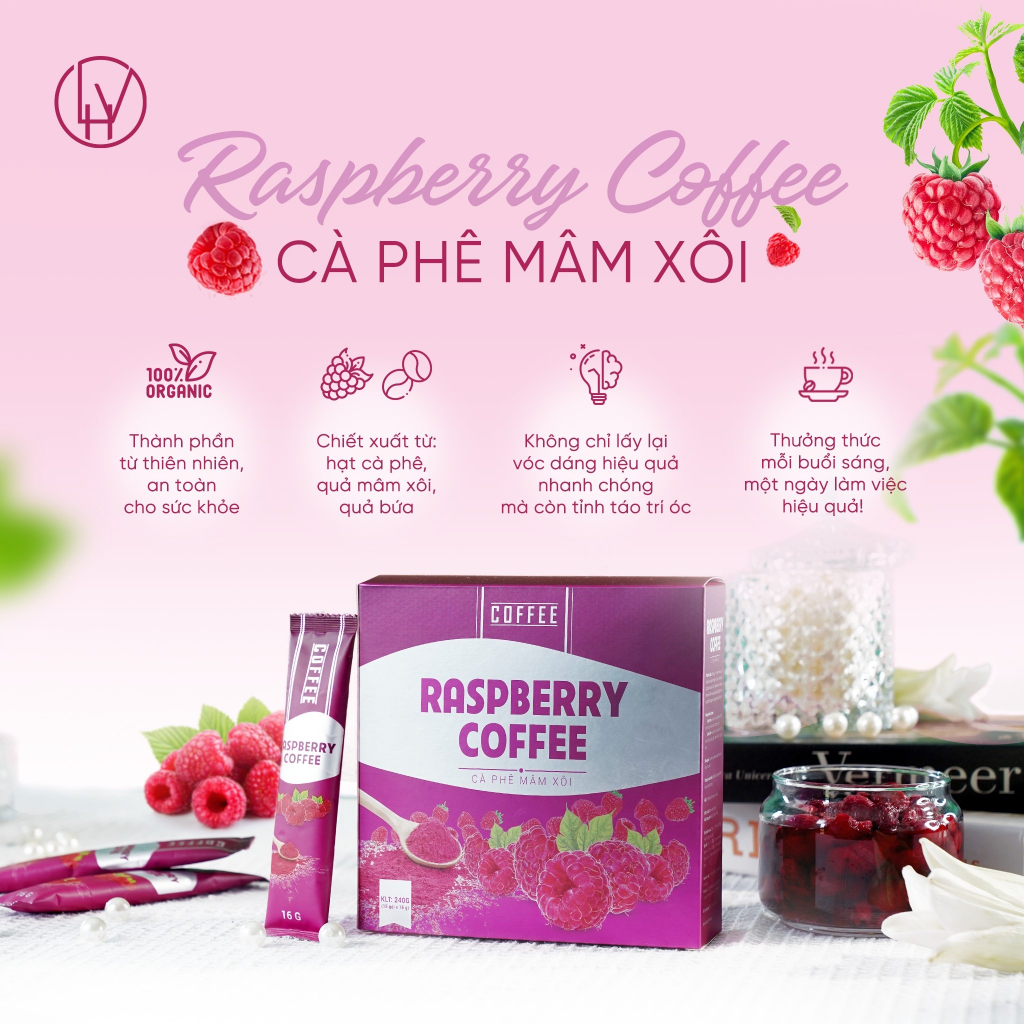 Cà Phê Mâm Xôi Giảm Cân Raspberry Coffee - Hộp 15 Gói