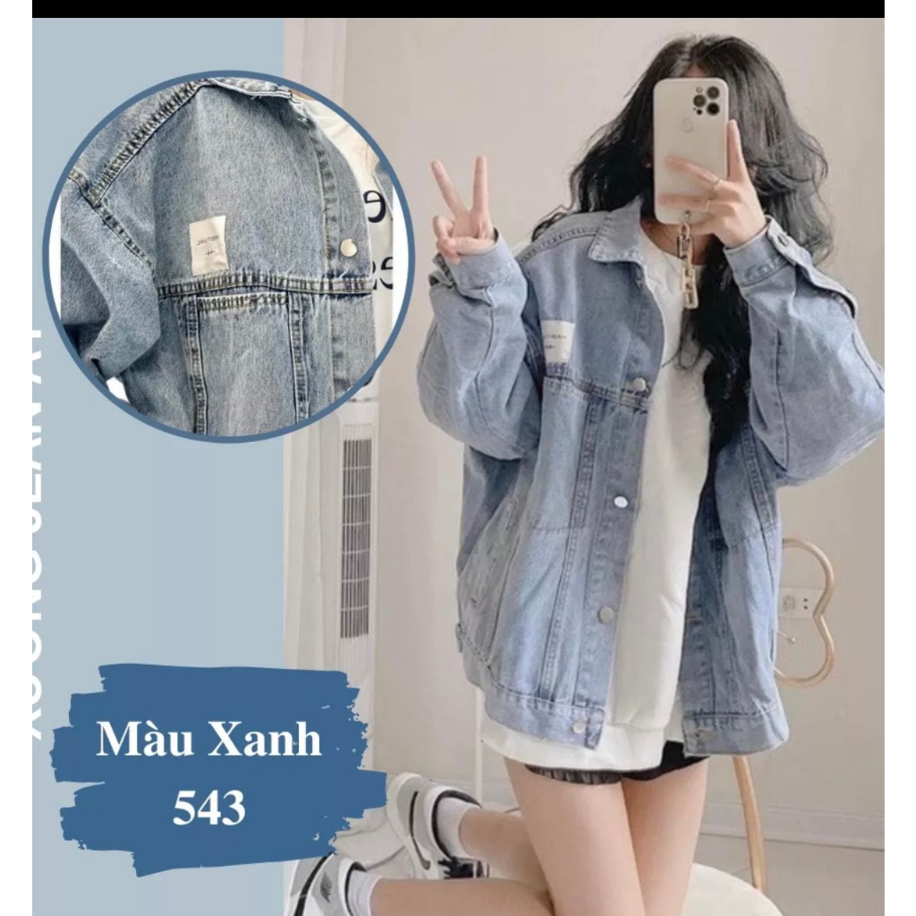 Áo Khoác Jean Nam Nữ hai màu xanh đen | Form Bigsize Thoải Mái | Chất Dày Dặn | Logo trắng