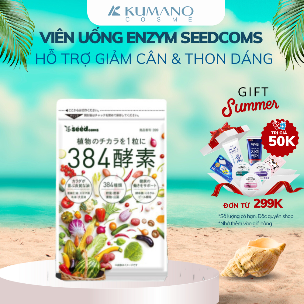 Viên uống bổ sung 384 loại Enzym Seedcoms hỗ trợ giảm cân tái tạo tế bào da thúc đẩy quá trình trao đổi chất Nhật Bản