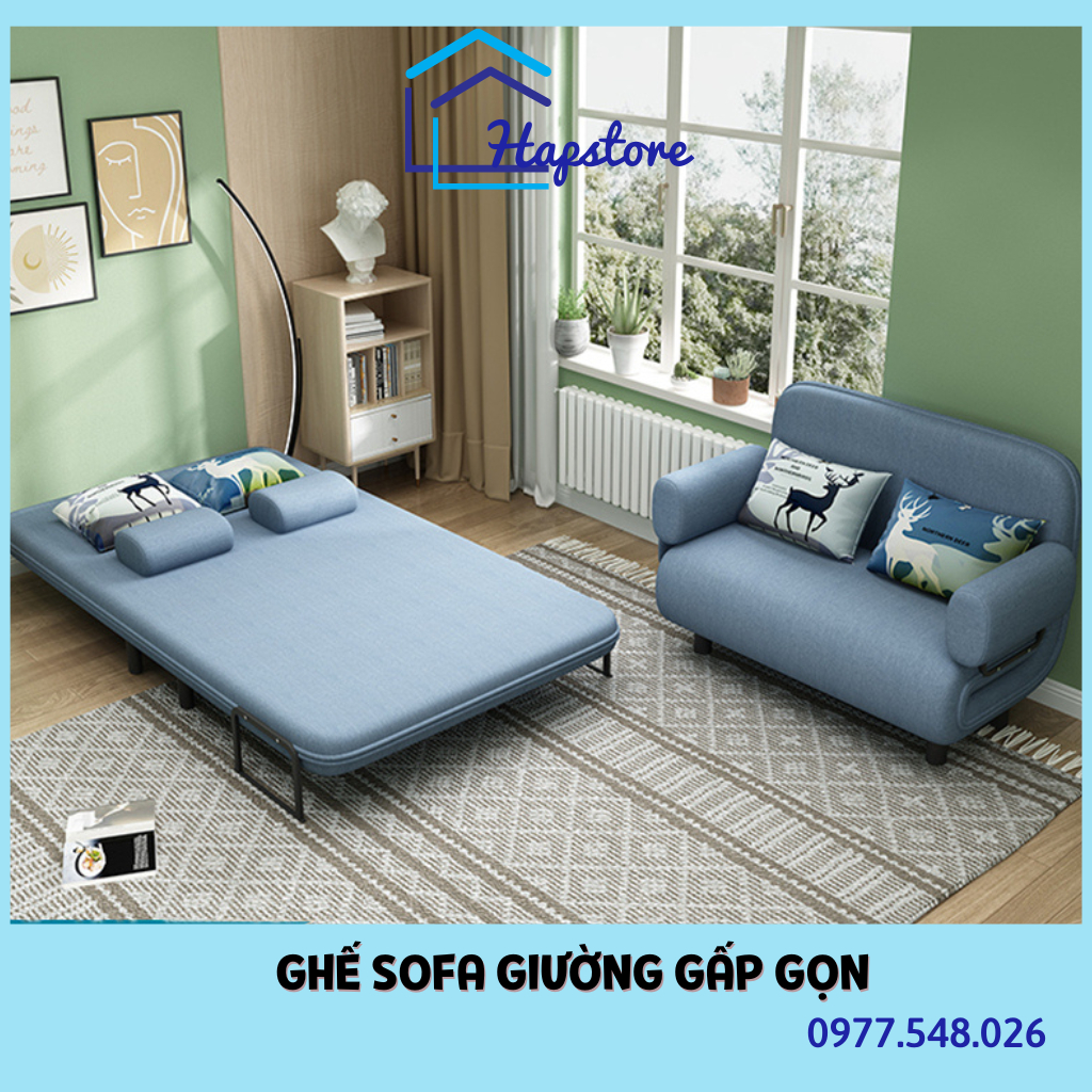 Ghế sofa giường gấp gọn đa năng thông minh 2in1, giường sopha có đệm tay êm ái, sofabed ngủ trưa văn phòng decor m9x75cm