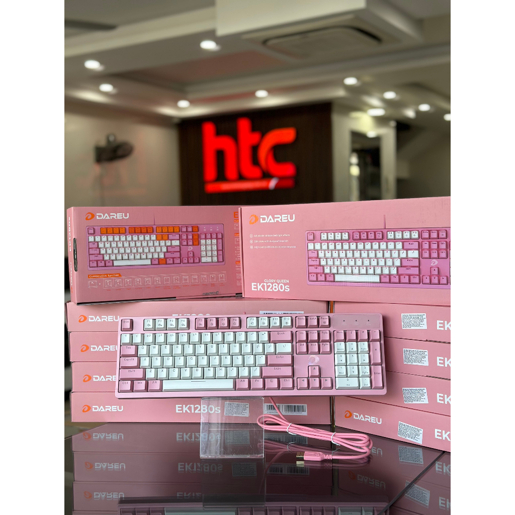 Bàn phím cơ DareU EK1280S Pink White