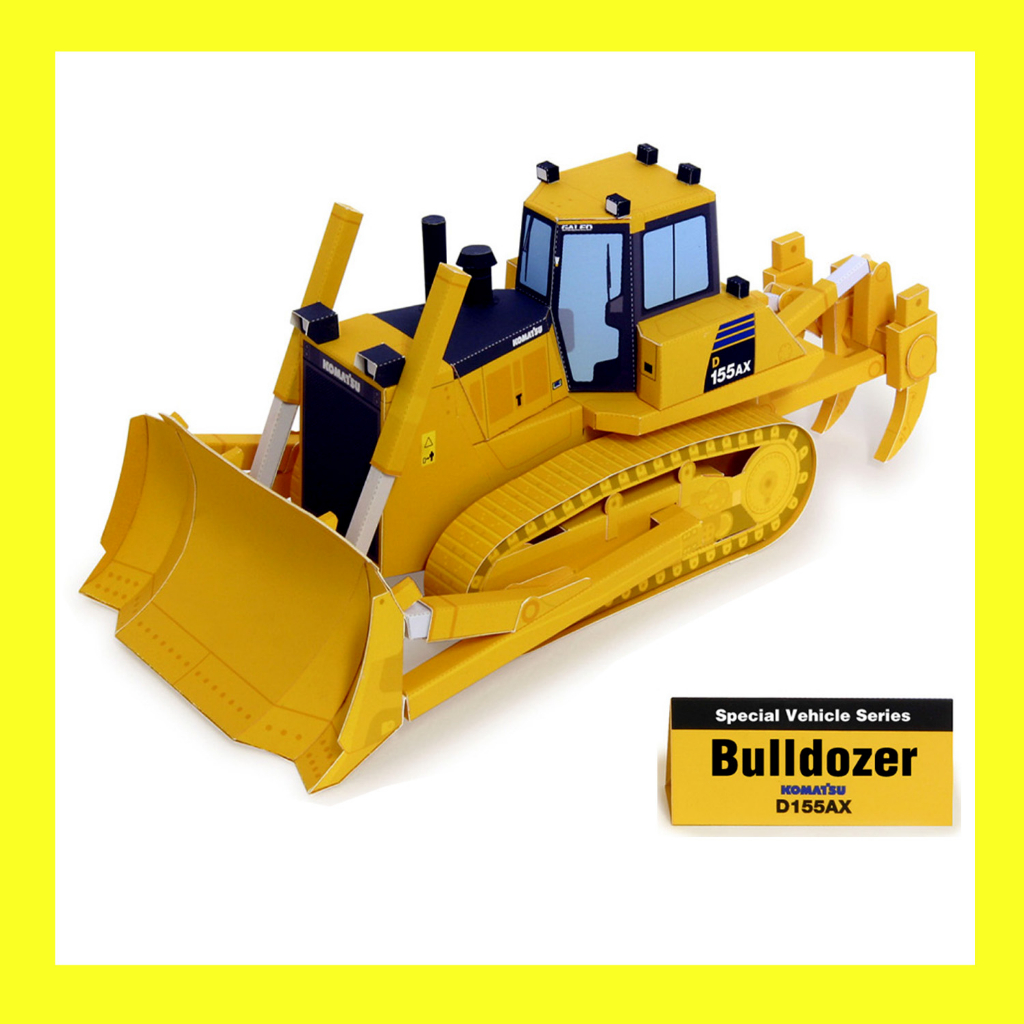 Bộ lắp ghép mô hình giấy 3D xe công trường - Xe ủi