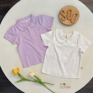 Áo phông cổ sen vải Cotton Hàn cho bé gái
