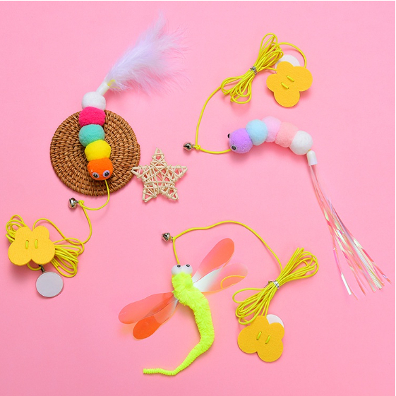 Sâu gắn tường tự chơi có dây đàn hồi cho mèo - đồ chơi cho mèo_Petlover