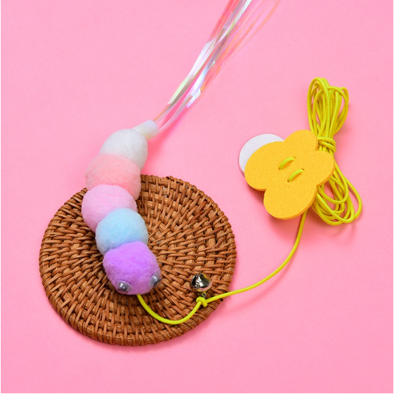 Sâu gắn tường tự chơi có dây đàn hồi cho mèo - đồ chơi cho mèo_Petlover