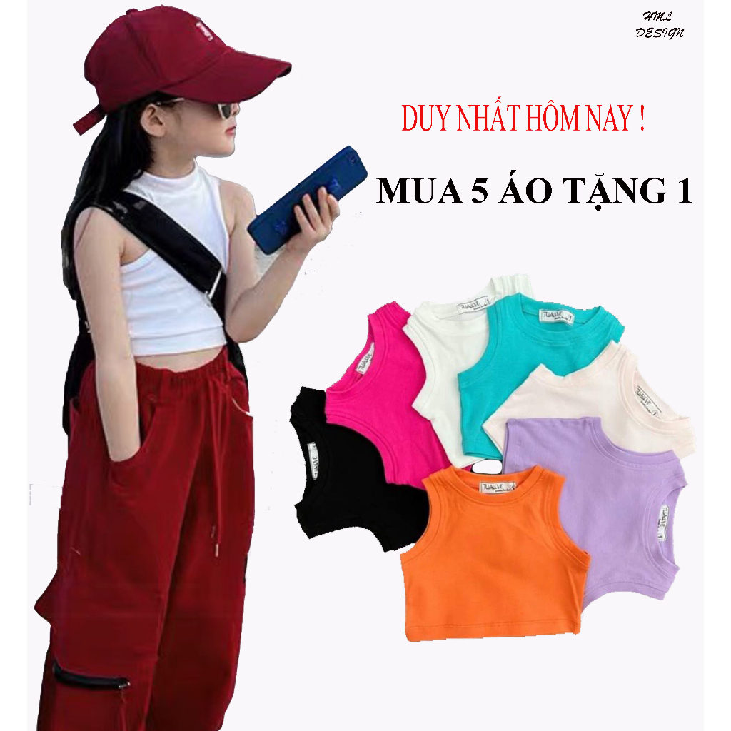 Áo Thun Croptop Bé Gái HML  Chất Cotton 4C Phong Cách Sành Điệu Size Đại  A1