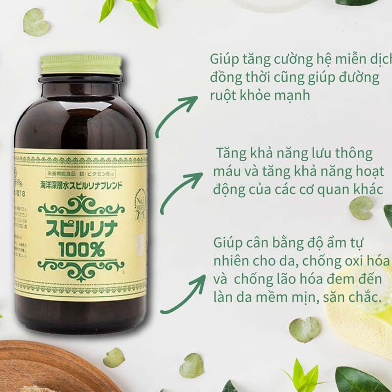 Viên Uống Tảo Xoắn Spirulina Nhật Bản - 2200 Viên
