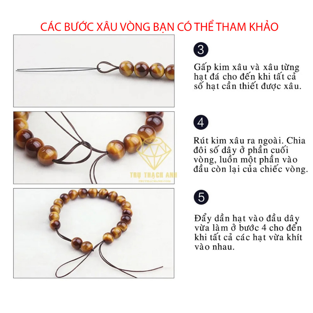 Dây xâu vòng chun co giãn màu nâu 1 cuộn kèm kim gập xâu vòng trầm vòng hạt đá vòng handmade Mộc mixue