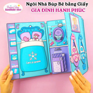 Ngôi nhà búp bê bằng giấy chủ đề gia đình hạnh phúc - diy tự làm cùng con - 1 bộ búp bê bóc dán giúp bé tự chơi