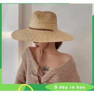 Mũ cói cao, mũ panama bồi dây da vành rộng đi biển form chuẩn ảnh mẫu