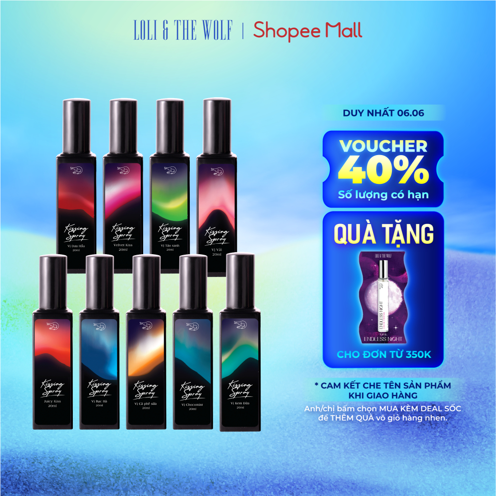 Xịt Thơm Miệng Kissing Spray Loli And The Wolf Vị Kẹo Ngọt The Mát Hương Bạc Hà Thiết Kế Chai Mới 20ml