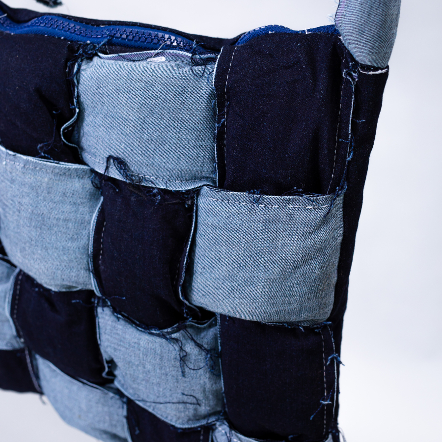 Túi Đeo Chéo trần bông Caro Đan Dây Jean Nam Nữ - Handmade - Musty House