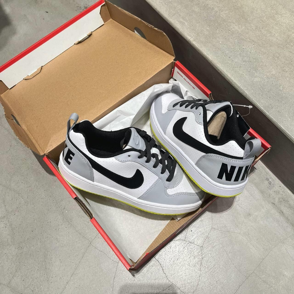 Giày Nike Court Borough White Black - 839985-104 - Xám đen