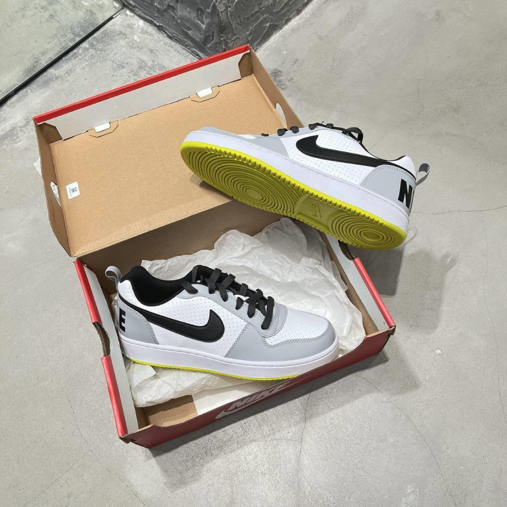 Giày Nike Court Borough White Black - 839985-104 - Xám đen