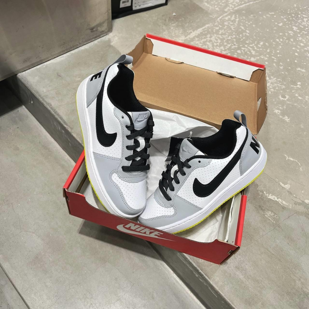 Giày Nike Court Borough White Black - 839985-104 - Xám đen