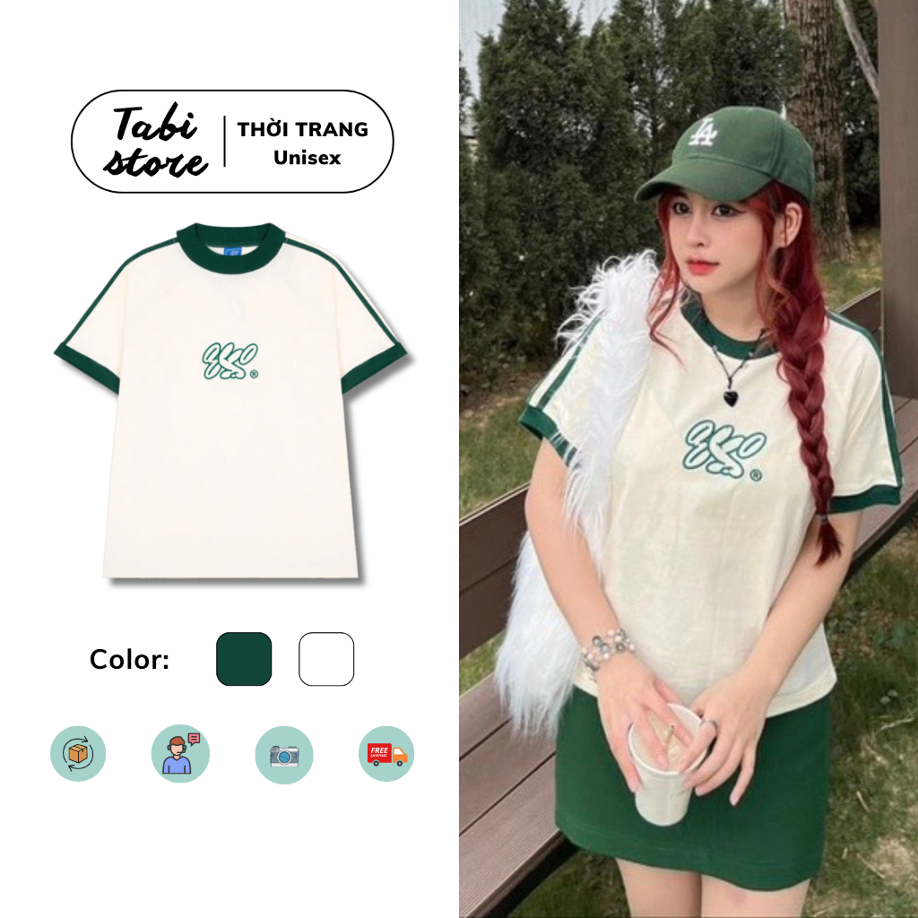 Áo Thun Baby Tee Phối Viền Cổ Xanh