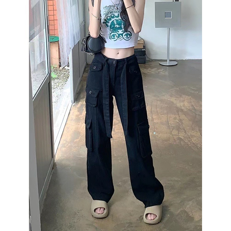 Quần kaki Cargo dài suông BOX ống rộng túi hộp màu ĐEN trơn siêu Cá Tính