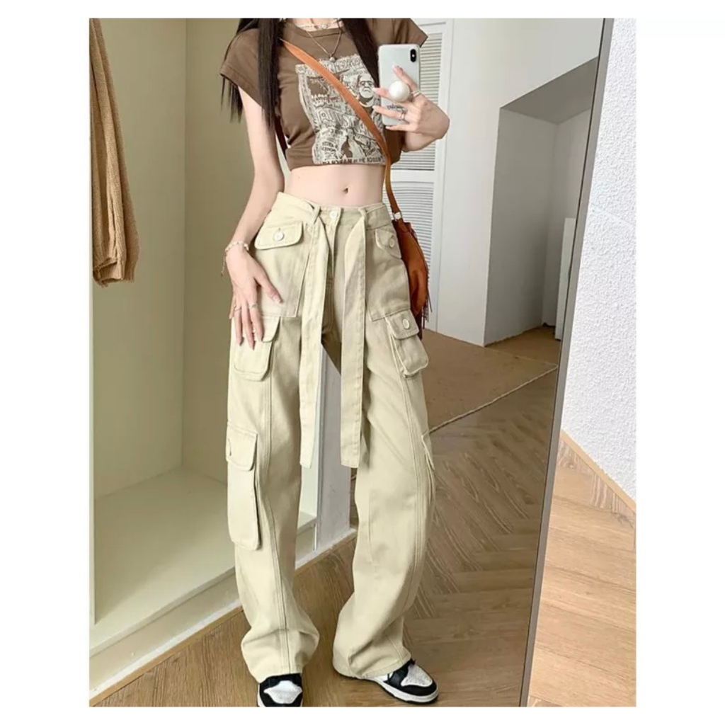 Quần kaki Cargo dài suông BOX ống rộng túi hộp màu ĐEN trơn siêu Cá Tính