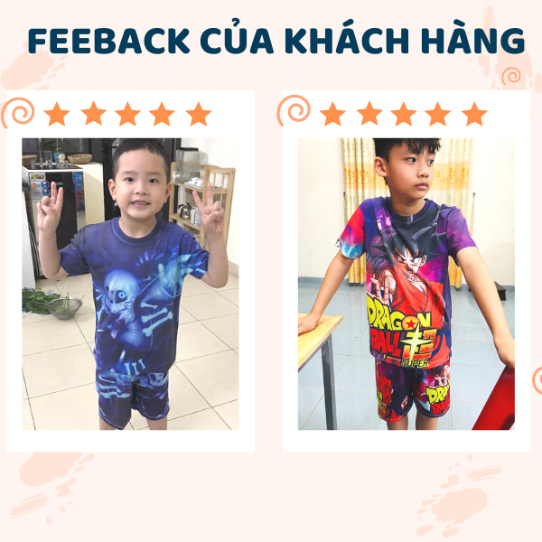 Đồ bộ bé trai, bộ thun lạnh cộc tay in hình Thanh gươm diệt quỷ Kimetsu No Yaiba từ 10kg - 60kg