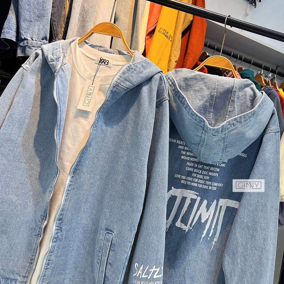 Áo Khoác Jean Nam Nữ TK Unisex | Form Bigsize Thoải Mái | Chất Dày Dặn | Có Nón Rộng | Khoá Kéo