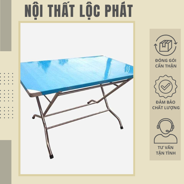 Bàn inox 70x120 chân to ⚡ GIÁ TỐT ⚡ Bàn phông rạp đám cưới thiết kế gấp gọn vô cùng tiện lợi
