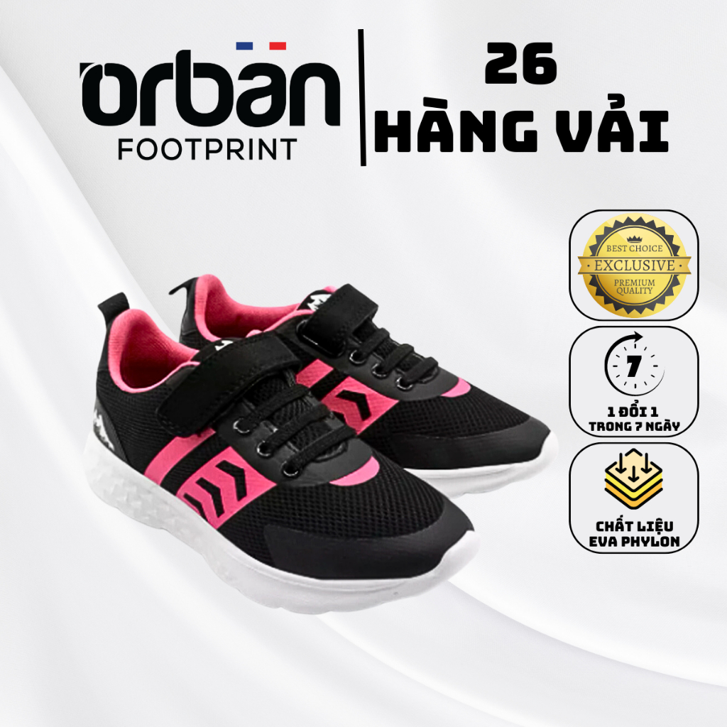Giày Thể Thao Quai Dán Cao Cấp Cho Bé Urban TG2014 Đen Hồng