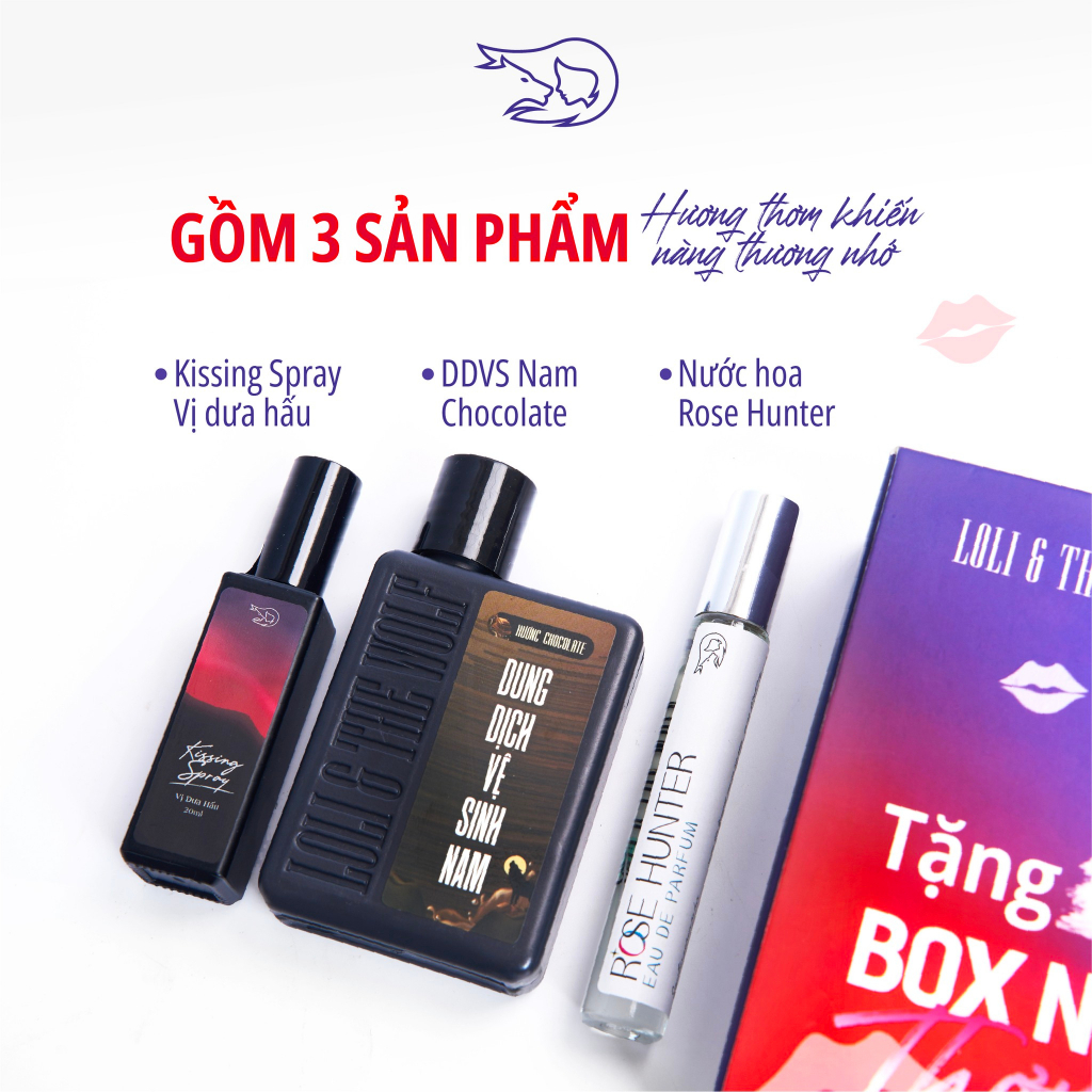 Bộ Quà Tặng Nam Giới BOX THƠM ANH Loli & The Wolf On- DDVS Nam 80ml & Nước Hoa Nam 10ml & Kissing Spray 20ml Best Seller