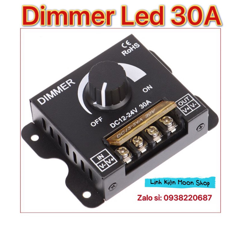 Dimmer LED 12V-24V DC 30A tăng giảm và điều chỉnh độ sáng đèn LED, dùng cho đèn led dây, led module, led thanh