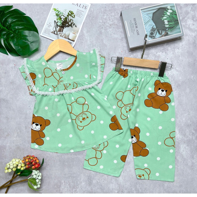 Bộ tole / lanh bé gái tay ngắn quần dài viền ren