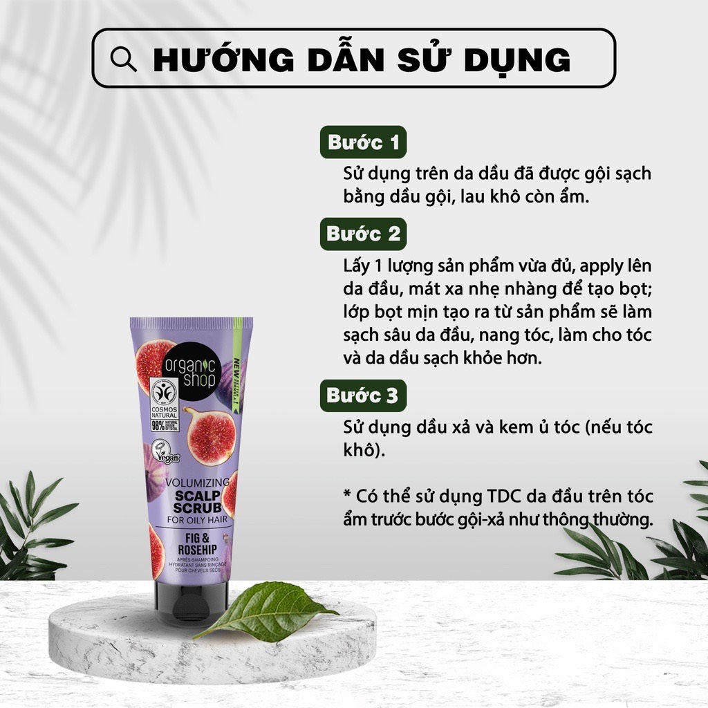 Combo 2 tẩy tế bào chết da đầu ORGANIC SHOP chiết xuất quả sung ngọt Mỹ và nụ tầm xuân 75ml