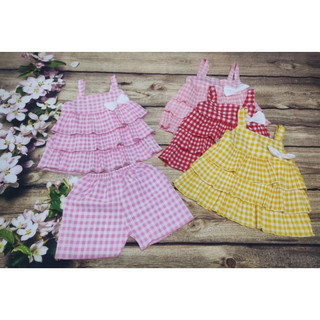 Bộ Lụa Dây Nhún Ngực Tầng Bé (6-14kg) (giao màu ngẫu nhiên)