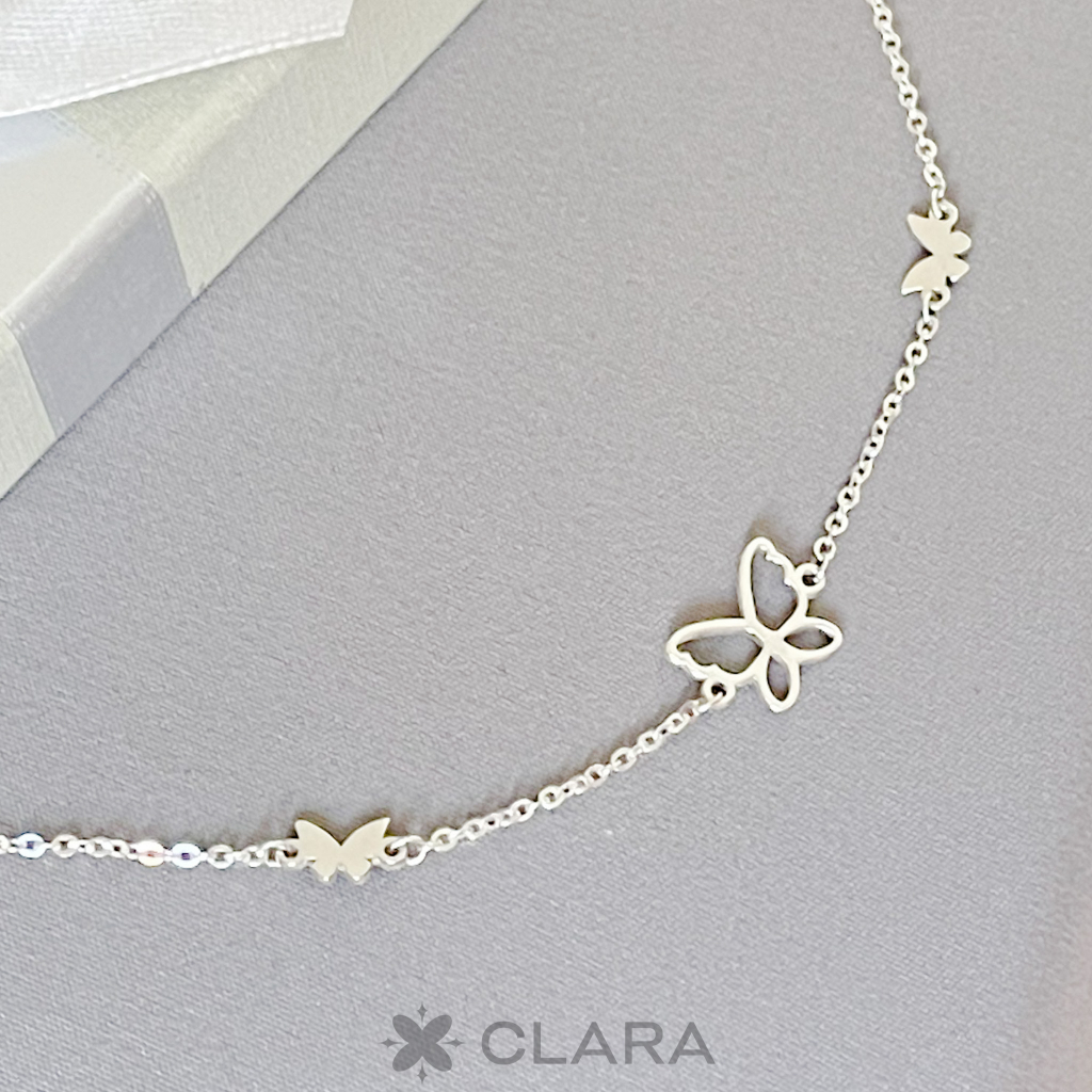 Lắc tay bạc ý mix charm bướm Nabi vòng tay butterfly nữ đẹp bạc 925 cao cấp dây mảnh nhỏ Clara Jewelry