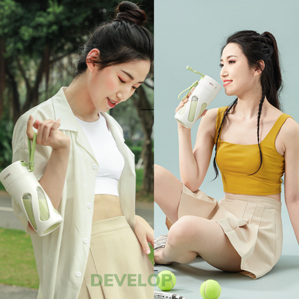 Máy xay sinh tố cầm tay Guesmi,máy xay sinh tố mini công suất mạnh xay được đá viên-10 lưỡi inox-pin trâu 3000mAh